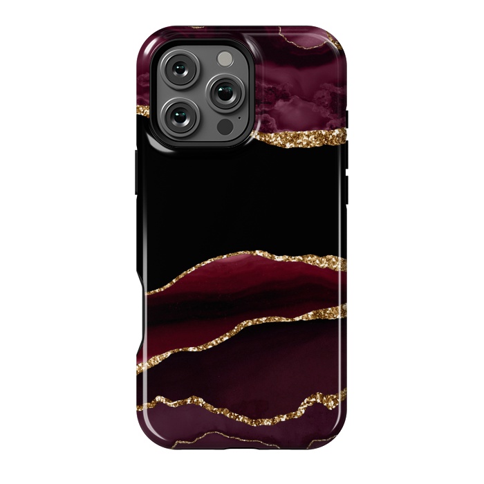 iPhone 16 Pro Max StrongFit burgundy agate marble by haroulita