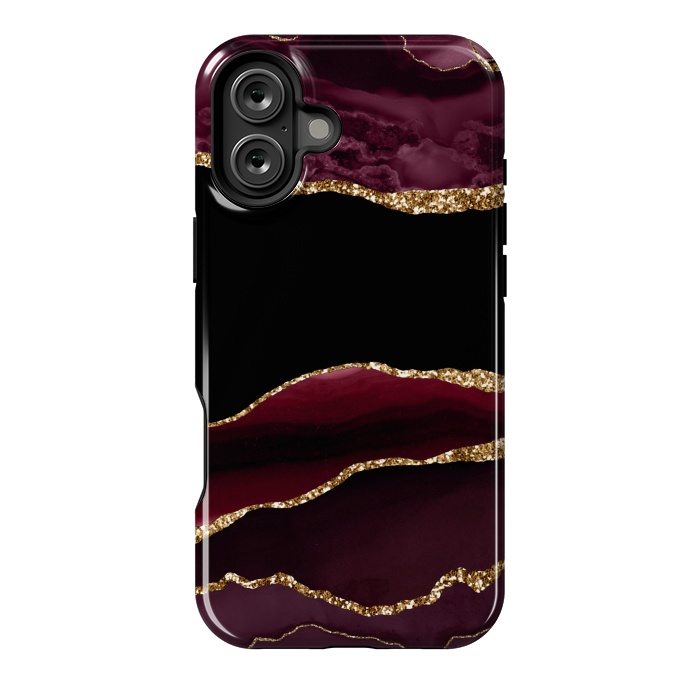 iPhone 16 Plus StrongFit burgundy agate marble by haroulita