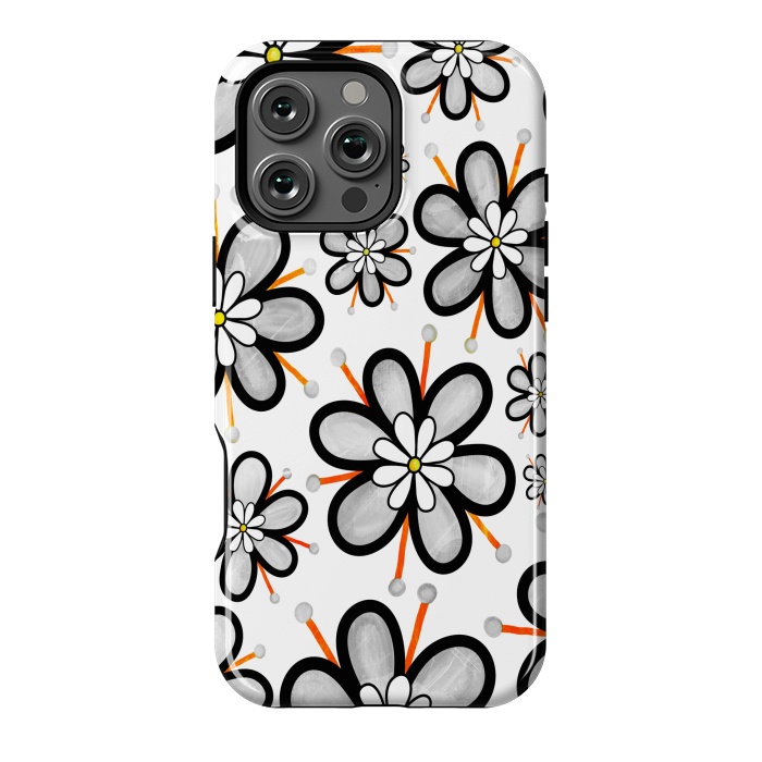 iPhone 16 Pro Max StrongFit gray flowers  by haroulita