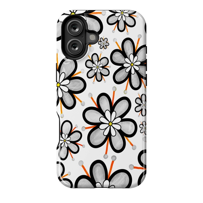 iPhone 16 Plus StrongFit gray flowers  by haroulita