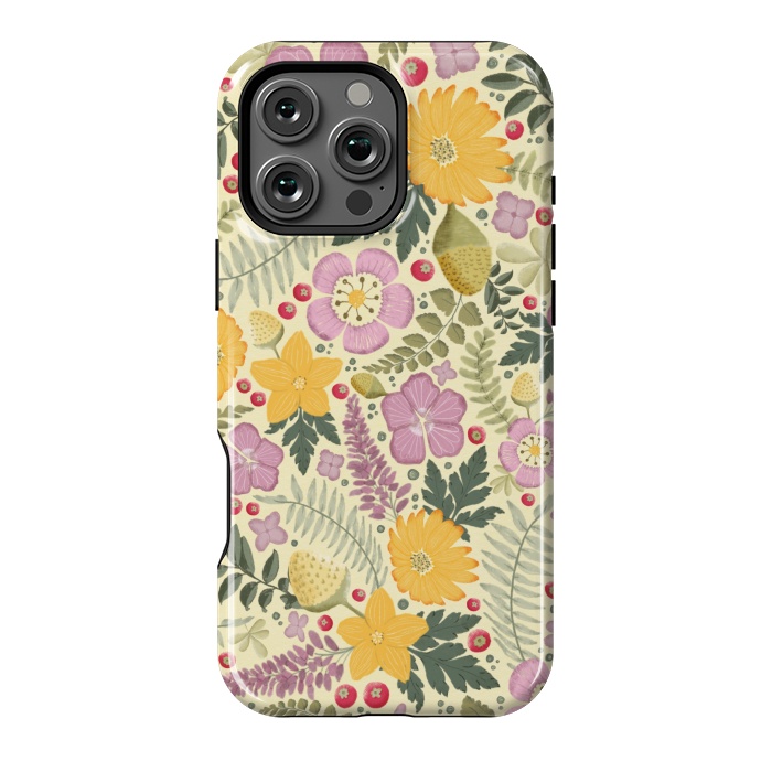 iPhone 16 Pro Max StrongFit Olive's Garden in Yellow and Pink by Paula Ohreen