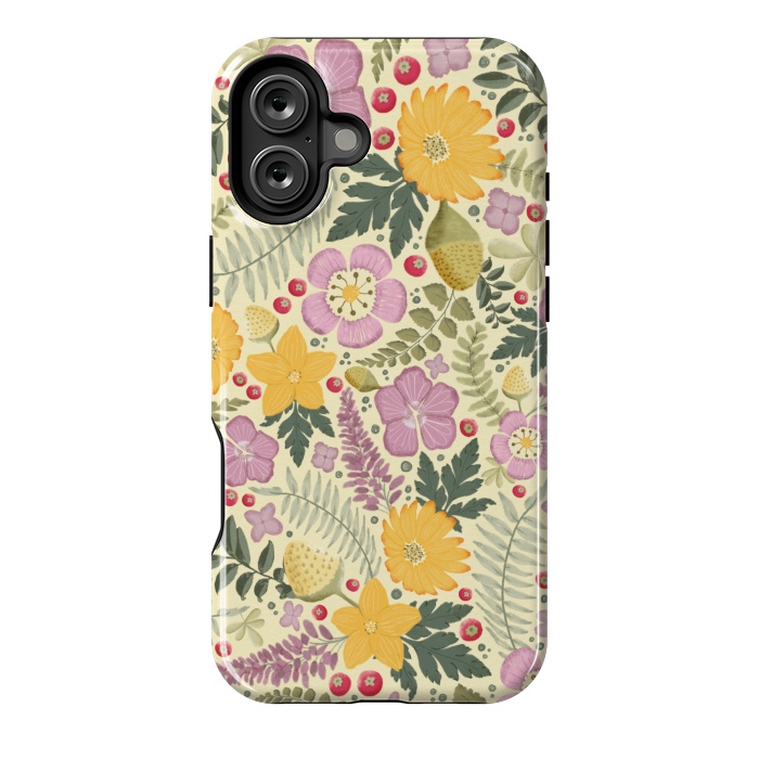 iPhone 16 Plus StrongFit Olive's Garden in Yellow and Pink by Paula Ohreen