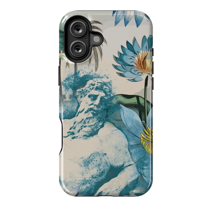 iPhone 16 Plus StrongFit Statue, tropical leaves, lotus petals - retro collage by Oana 