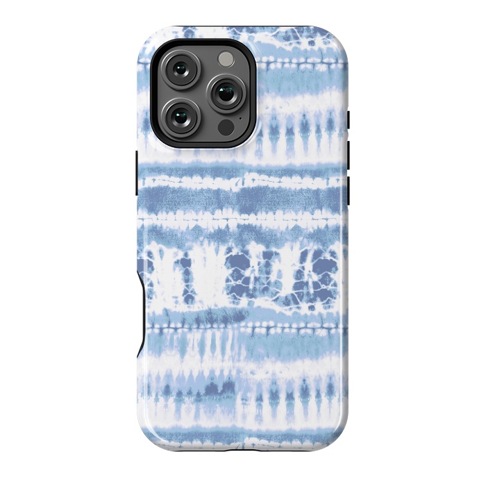 iPhone 16 Pro Max StrongFit Denim blue tie-dye ethnic stripes by Oana 