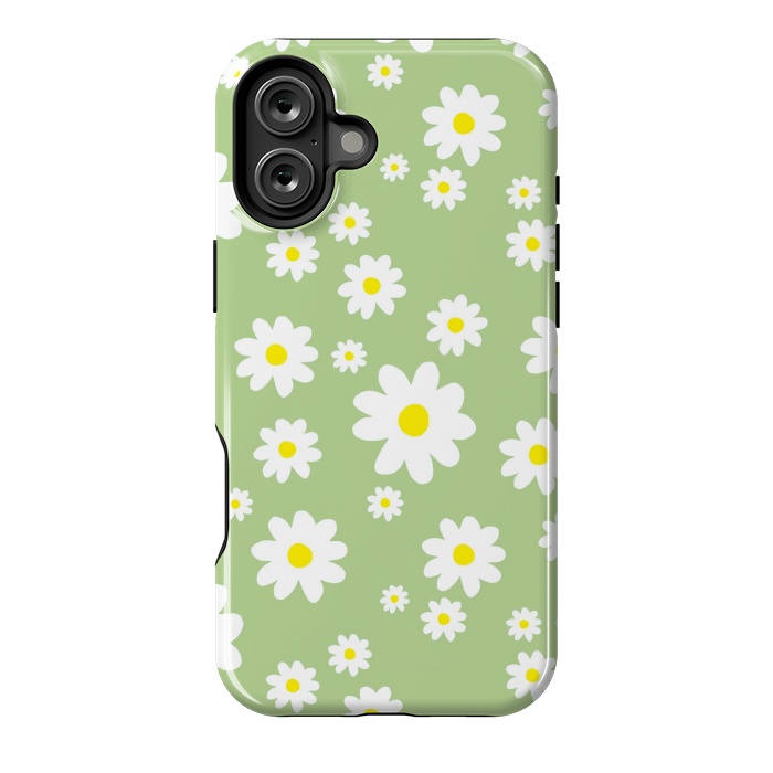 iPhone 16 Plus StrongFit Spring Green Daisy Flower Pattern by Julie Erin Designs