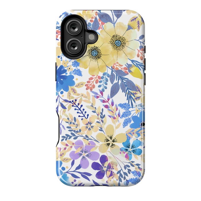 iPhone 16 Plus StrongFit Yellow blue watercolor wildflowers by Oana 