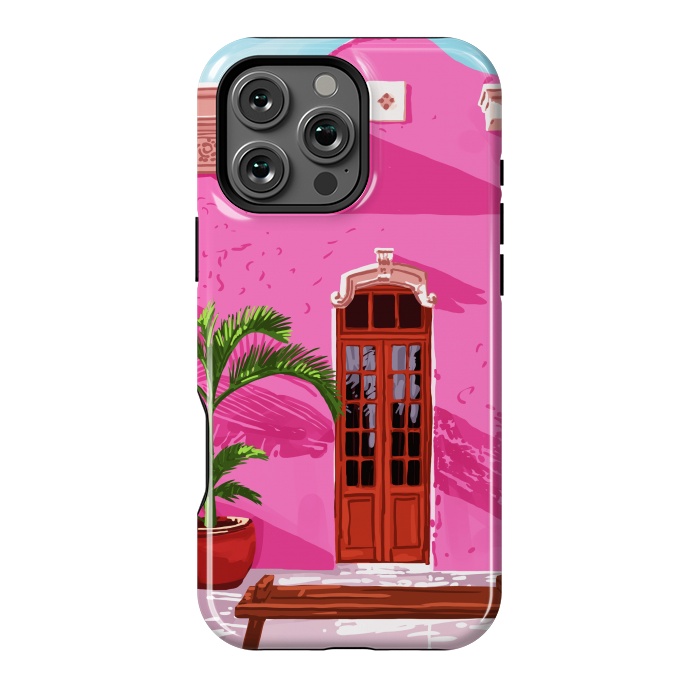 iPhone 16 Pro Max StrongFit Pink Building Architecture | Pop Art Travel House Painting | Modern Bohemian Décor Spain Palace by Uma Prabhakar Gokhale