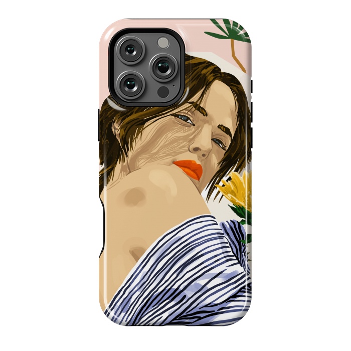 iPhone 16 Pro Max StrongFit I Travel, I Become  Morocco Architecture Illustration, Bohemian Woman Tropical Sunflower Boho Palm by Uma Prabhakar Gokhale