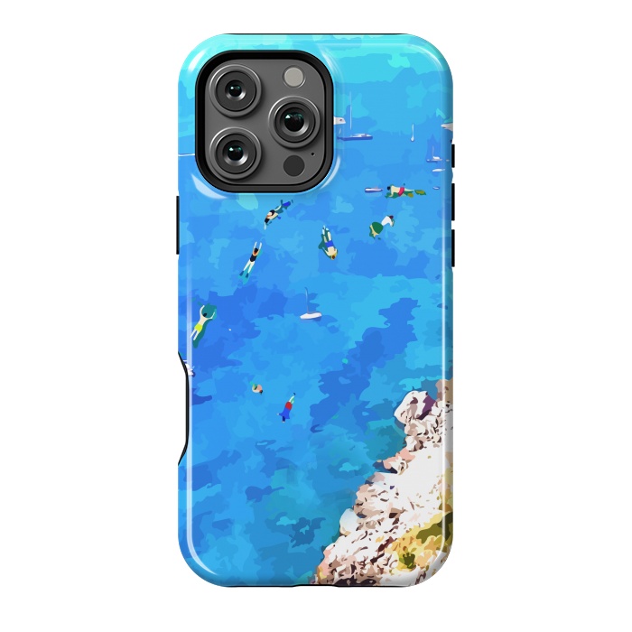 iPhone 16 Pro Max StrongFit Capri Island, Italy Tropical Travel, Nature Landscape Painting, Ocean Beach Summer Illustration by Uma Prabhakar Gokhale