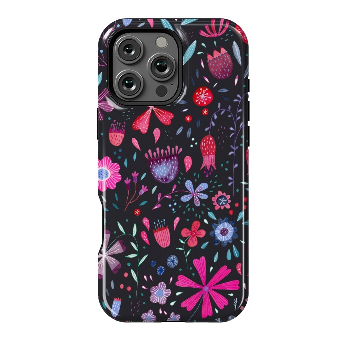 iPhone 16 Pro Max StrongFit Kennington Flowers Dark by Nic Squirrell