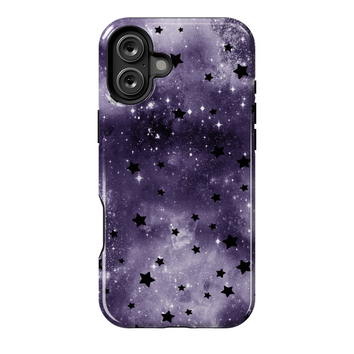 iPhone 16 Plus StrongFit Dark purple starry galaxy - celestial pattern by Oana 