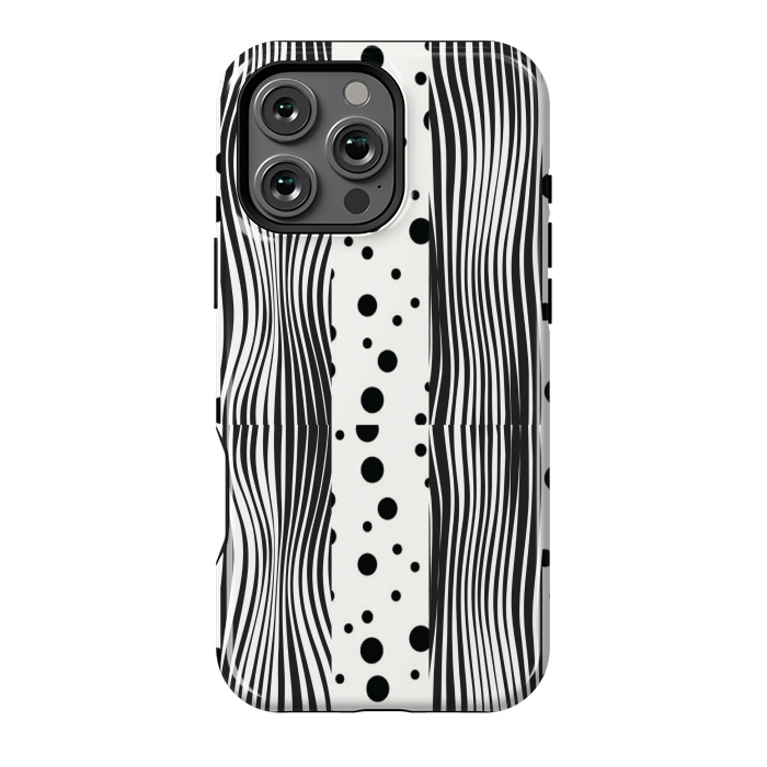 iPhone 16 Pro Max StrongFit polka stripes white and black by MALLIKA