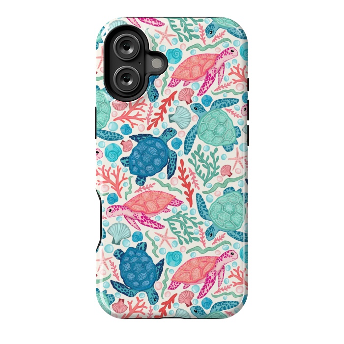 iPhone 16 Plus StrongFit Paradise Beach Turtles by Tangerine-Tane