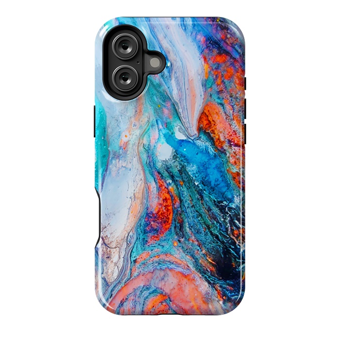 iPhone 16 Plus StrongFit Marble Effect Color Pouring Acrylic Abstract Painting by BluedarkArt