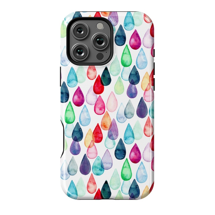 iPhone 16 Pro Max StrongFit Watercolour Rainbow Drops by Tangerine-Tane