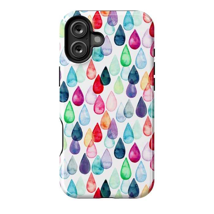 iPhone 16 Plus StrongFit Watercolour Rainbow Drops by Tangerine-Tane