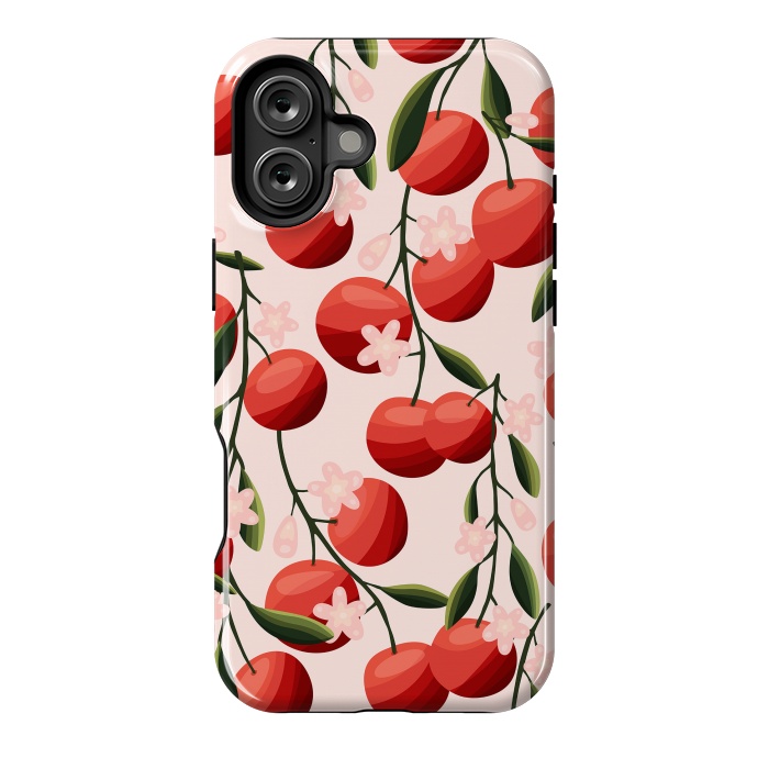 iPhone 16 Plus StrongFit Orange pattern, on pale pink by Jelena Obradovic