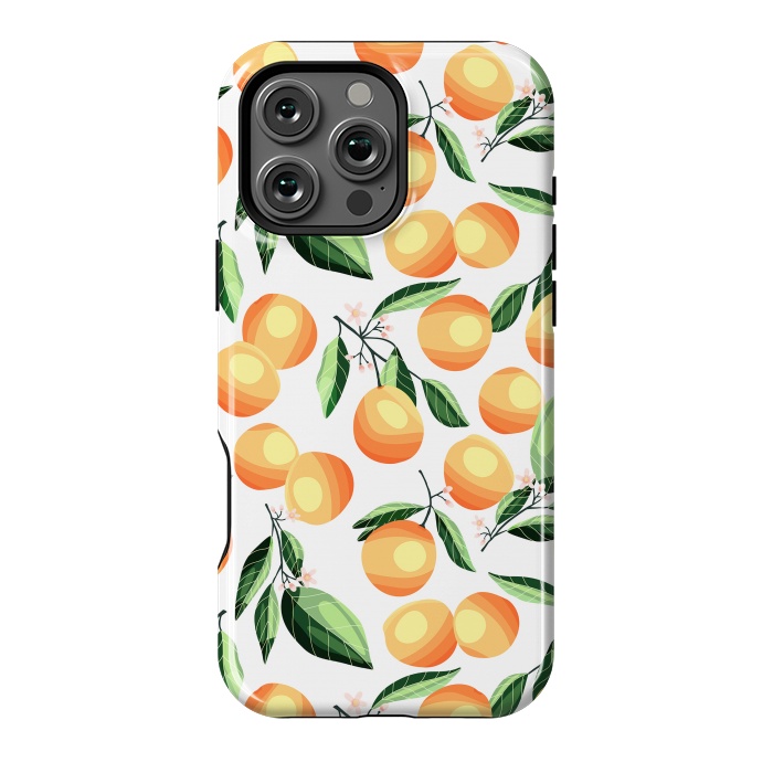 iPhone 16 Pro Max StrongFit Orange pattern, on white by Jelena Obradovic