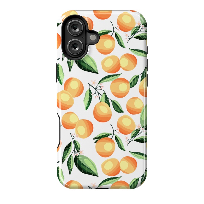 iPhone 16 Plus StrongFit Orange pattern, on white by Jelena Obradovic