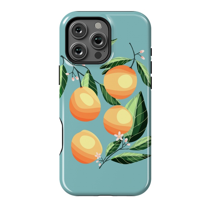 iPhone 16 Pro Max StrongFit Peaches on blue by Jelena Obradovic