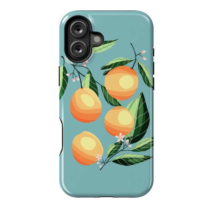 iPhone 16 Plus StrongFit Peaches on blue by Jelena Obradovic