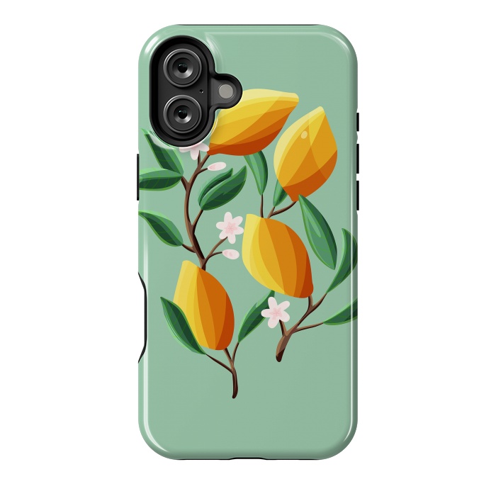 iPhone 16 Plus StrongFit Lemons on pink by Jelena Obradovic