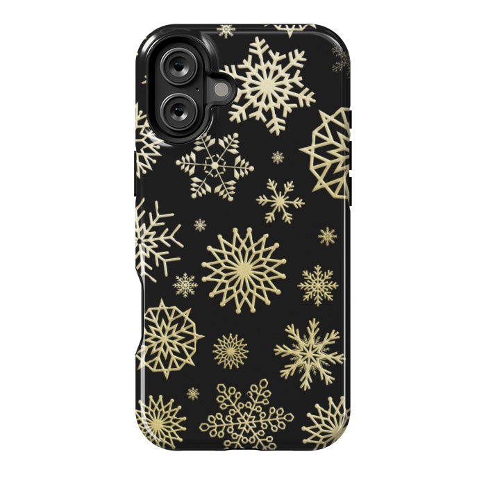 iPhone 16 Plus StrongFit black gold snowflakes by haroulita