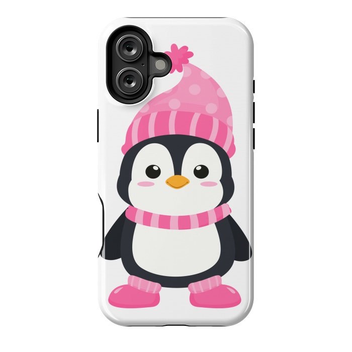 iPhone 16 Plus StrongFit cute pink penguin  by haroulita