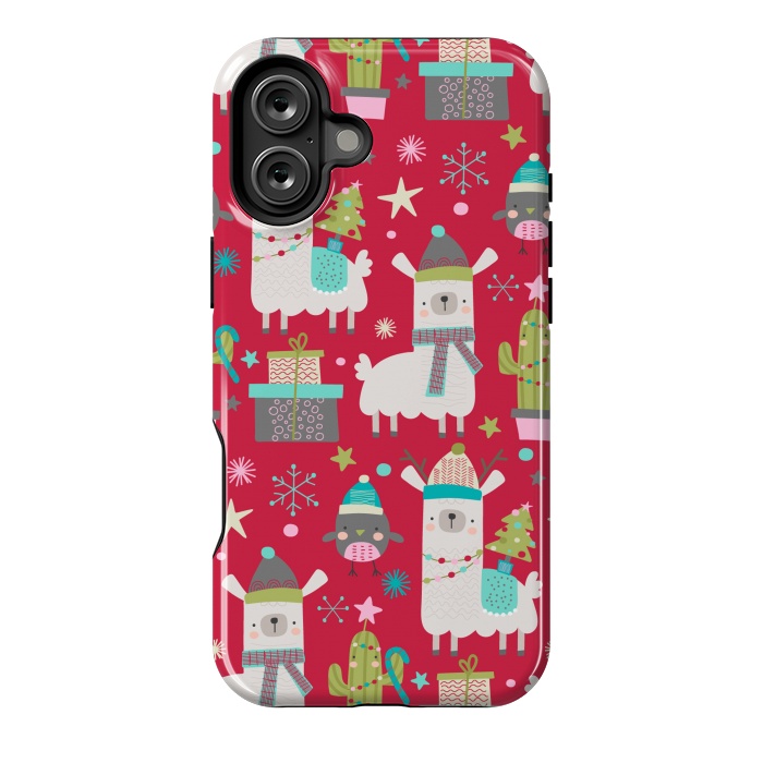 iPhone 16 Plus StrongFit cute christmas llama by haroulita