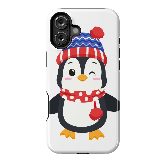 iPhone 16 Plus StrongFit adorable penguin with winter clothes by haroulita