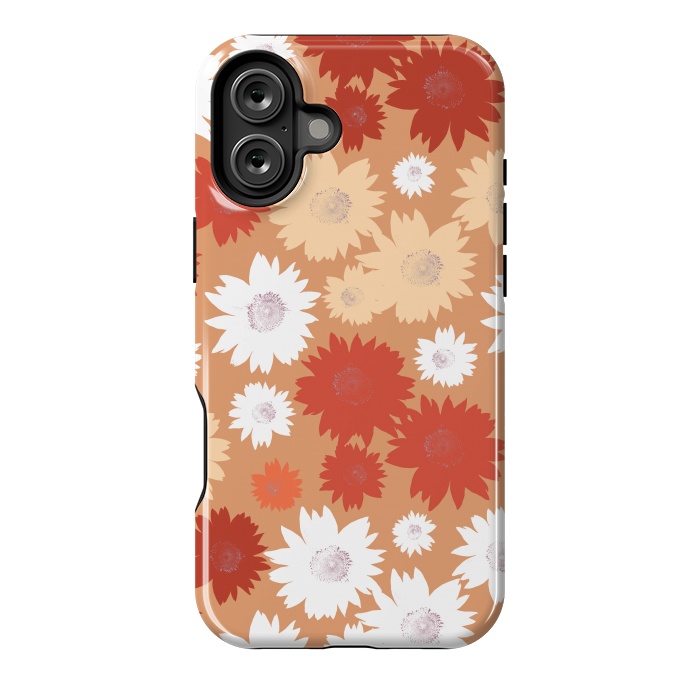 iPhone 16 Plus StrongFit Retro flowers - graphic orange beige petals by Oana 