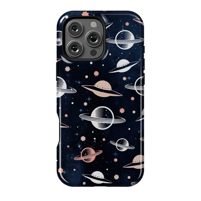 iPhone 16 Pro Max StrongFit Planets and stars - space pattern - celestial pattern on navy by Oana 