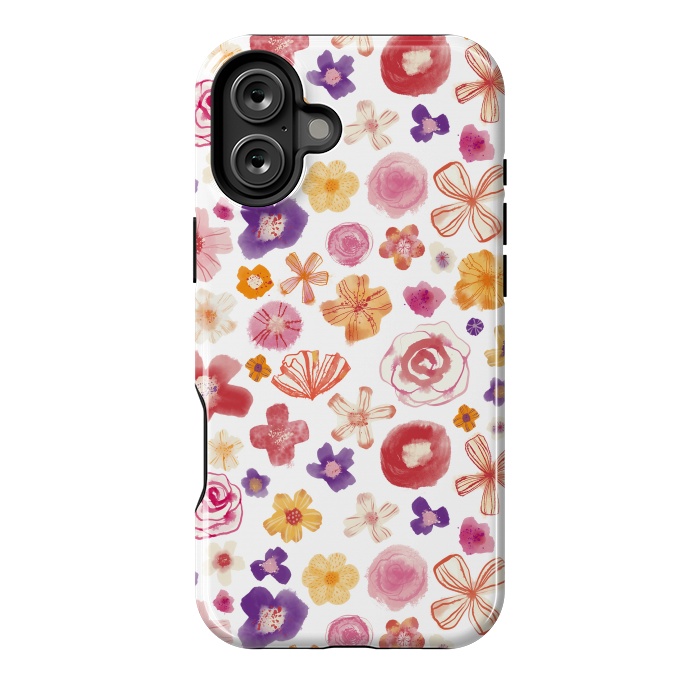 iPhone 16 Plus StrongFit Fresh Watercolor Wildflowers by Nic Squirrell