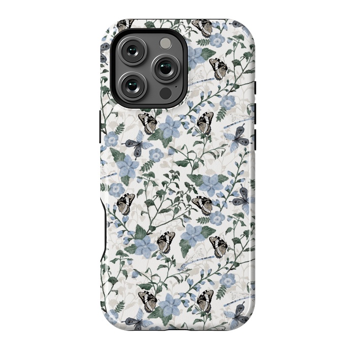 iPhone 16 Pro Max StrongFit Delicate Watercolour Butterflies and Dragonflies half-drop repeat pattern by Paula Ohreen