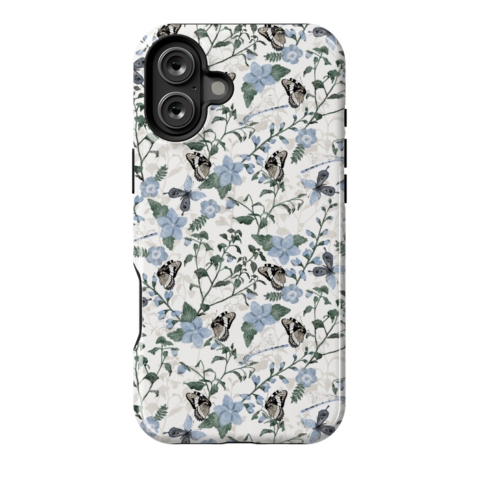 iPhone 16 Plus StrongFit Delicate Watercolour Butterflies and Dragonflies half-drop repeat pattern by Paula Ohreen