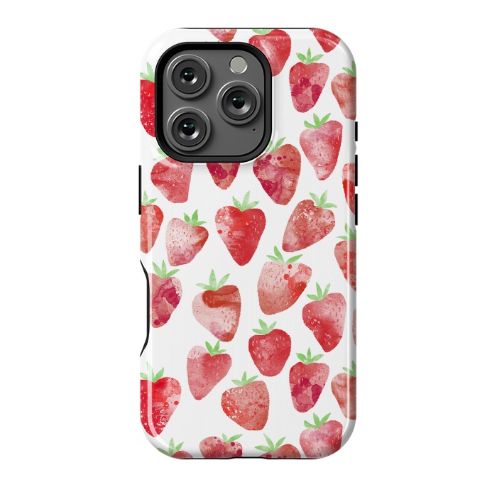 iPhone 16 Pro StrongFit Strawberries Watercolor Painting by Nic Squirrell