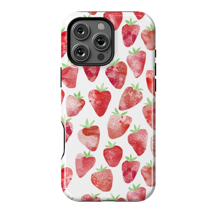 iPhone 16 Pro Max StrongFit Strawberries Watercolor Painting by Nic Squirrell