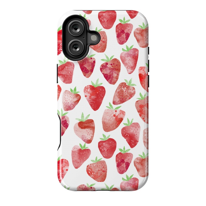 iPhone 16 Plus StrongFit Strawberries Watercolor Painting by Nic Squirrell