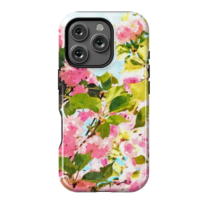 iPhone 16 Pro StrongFit Day dreaming under the blooming Bougainvillea | Summer botanical Floral Vintage Garden Painting by Uma Prabhakar Gokhale