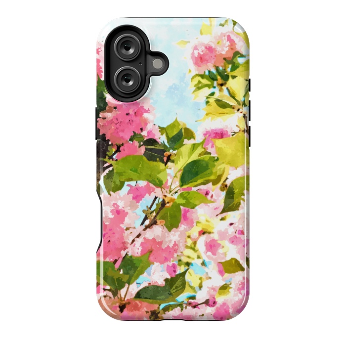 iPhone 16 Plus StrongFit Day dreaming under the blooming Bougainvillea | Summer botanical Floral Vintage Garden Painting by Uma Prabhakar Gokhale