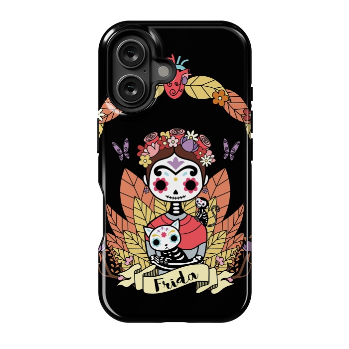 iPhone 16 StrongFit Cute Frida sugar skull by Laura Nagel