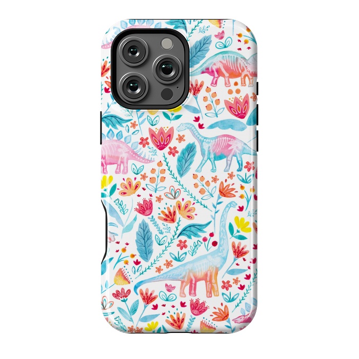 iPhone 16 Pro Max StrongFit Dinosaur Delight on White by gingerlique