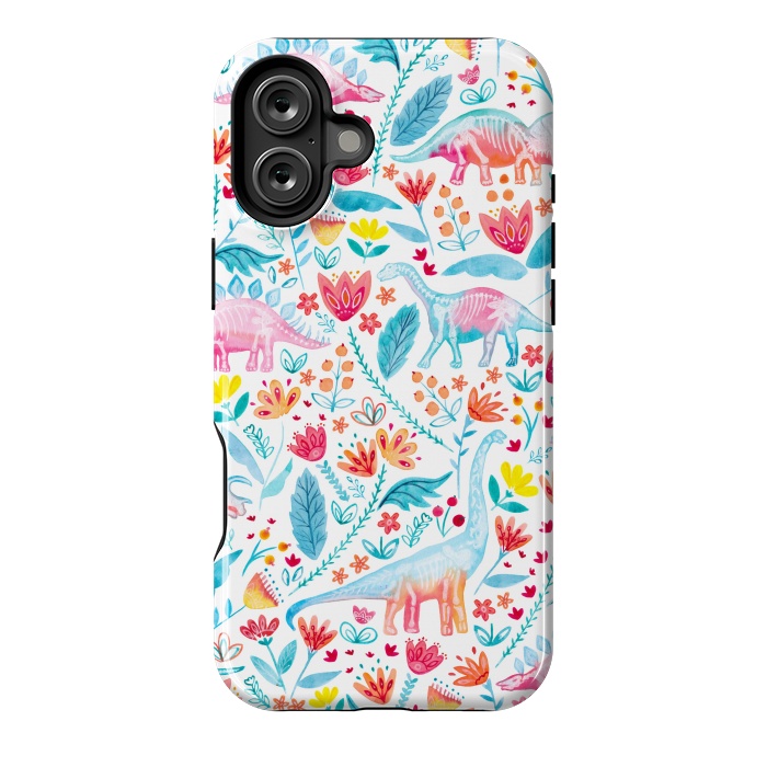 iPhone 16 Plus StrongFit Dinosaur Delight on White by gingerlique