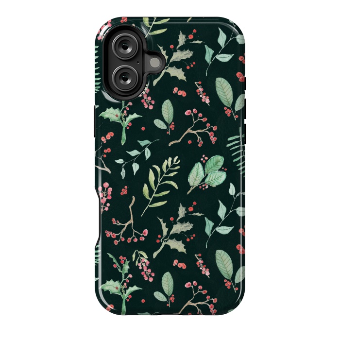 iPhone 16 Plus StrongFit Berries and winter foliage - Christmas pattern by Oana 