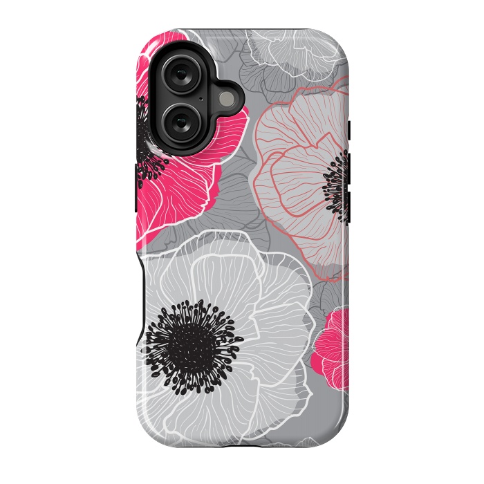 iPhone 16 StrongFit Colorful Anemones Wildflower G603 by Medusa GraphicArt