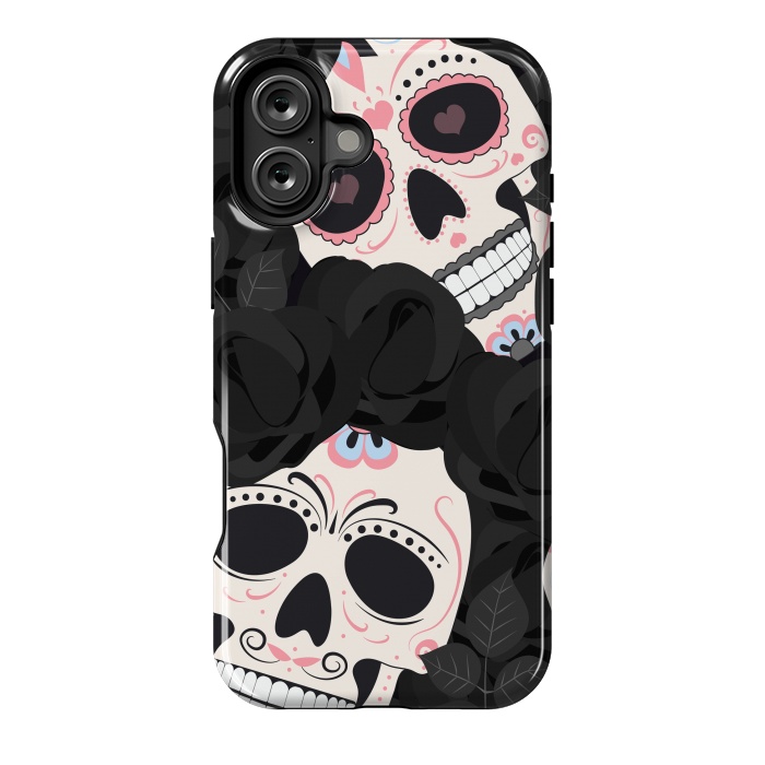 iPhone 16 Plus StrongFit black white sugar skull by haroulita