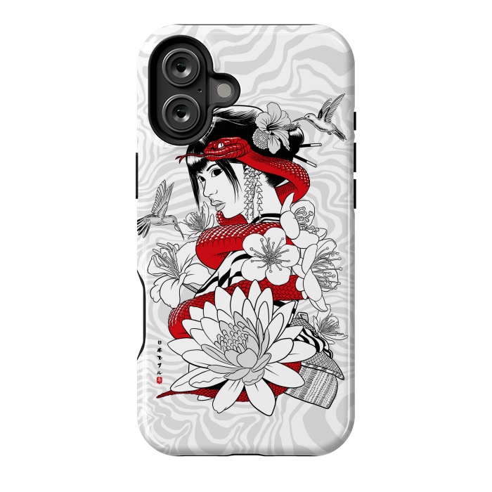 iPhone 16 Plus StrongFit Snake and Geisha by Alberto