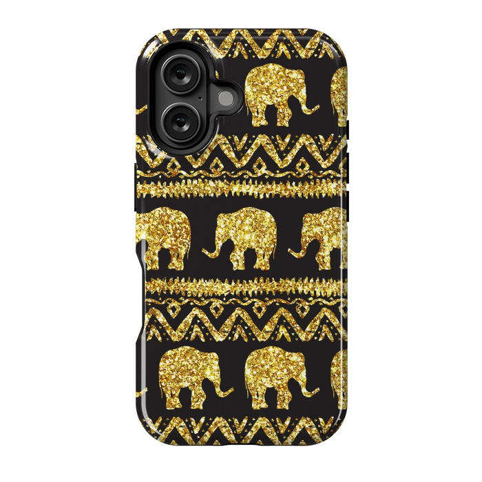 iPhone 16 StrongFit glitter elephant by haroulita