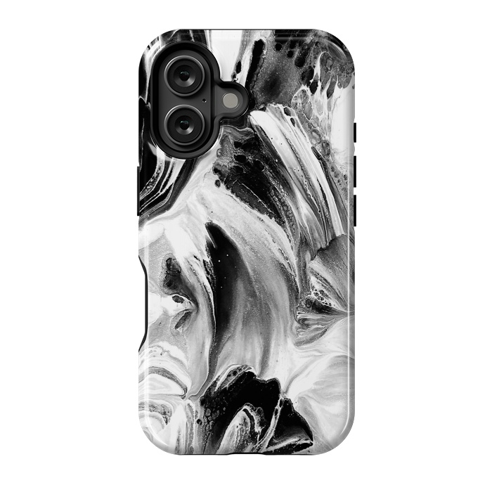 iPhone 16 StrongFit Black and White Brushed Paint by Ashley Camille