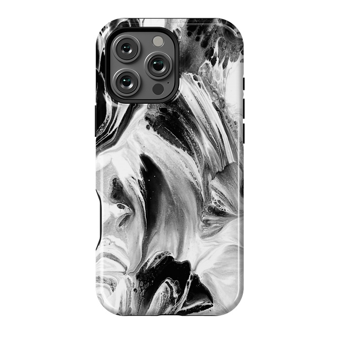 iPhone 16 Pro Max StrongFit Black and White Brushed Paint by Ashley Camille